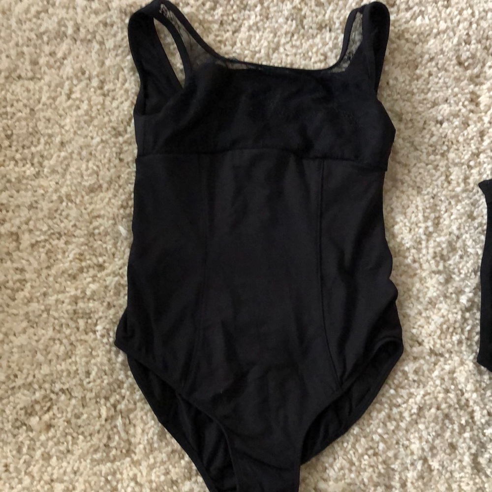 Bloch dancewear leotard-black with lace overlay on the bodice. Girl’s size 12.